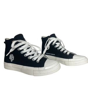 Darc Sport Black High Top Shoes White Logo Wolves Forever Limited Sneakers M6 W7